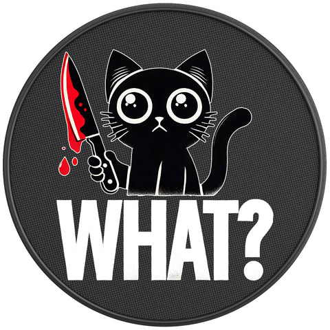 FUNNY CREEPY CAT BLACK CARBON FIBER TIRE COVER