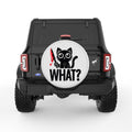FUNNY CREEPY CAT PEARL  WHITE CARBON FIBER TIRE COVER