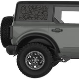 FUNNY FLOWERS QUARTER WINDOW DECAL FITS 2021+ FORD BRONCO 4 DOOR HARD TOP