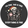 FUNNY IM FINE SKELETON PEARL  WHITE CARBON FIBER TIRE COVER