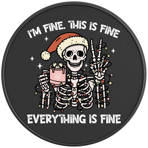 FUNNY IM FINE SKELETON BLACK CARBON FIBER TIRE COVER