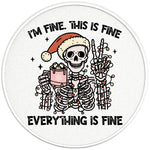FUNNY IM FINE SKELETON PEARL  WHITE CARBON FIBER TIRE COVER