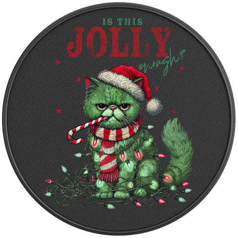 FUNNY IS THIS JOLLY ENOUGH CAT BLACK CARBON FIBER TIRE COVER