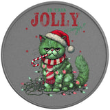 FUNNY IS THIS JOLLY ENOUGH CAT SILVER CARBON FIBER TIRE COVER