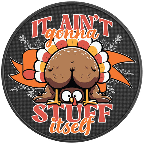 FUNNY IT AINT GONNA STUFF ITSELF PEARL  WHITE CARBON FIBER TIRE COVER