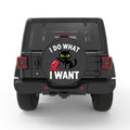 FUNNY I DO WHAT I WANT CAT PEARL  WHITE CARBON FIBER TIRE COVER