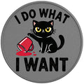 FUNNY I DO WHAT I WANT CAT SILVER CARBON FIBER TIRE COVER