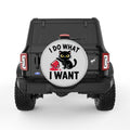 FUNNY I DO WHAT I WANT CAT SILVER CARBON FIBER TIRE COVER