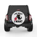 FUNNY I DO WHAT I WANT CAT PEARL  WHITE CARBON FIBER TIRE COVER