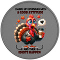 FUNNY I WAKE UP EVERY DAY WITH A GOOD ATTITUDE SILVER CARBON FIBER TIRE COVER