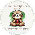 FUNNY I WAKE UP TO DRINK COFFEE SLOTH PEARL  WHITE CARBON FIBER TIRE COVER