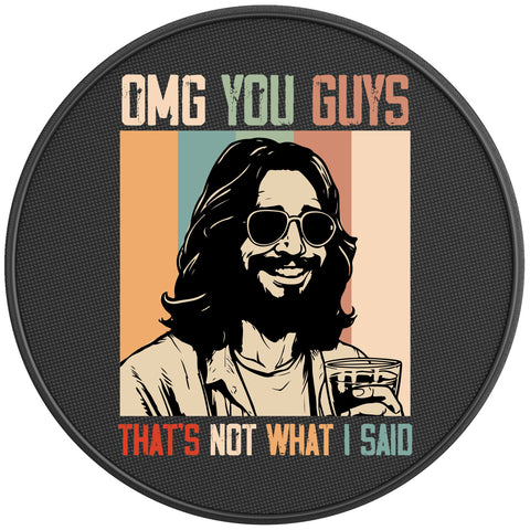 FUNNY JESUS BLACK CARBON FIBER TIRE COVER