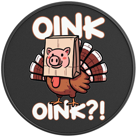 FUNNY OINK OINK TURKEY PEARL  WHITE CARBON FIBER TIRE COVER