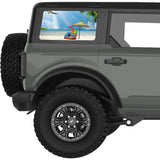 FUNNY PARROT RELAXING QUARTER WINDOW DECAL FITS 2021+ FORD BRONCO 4 DOOR HARD TOP