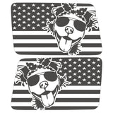 FUNNY PITBULL US FLAG QUARTER WINDOW DRIVER & PASSENGER DECALS