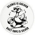 FUNNY SILENCE IS GOLDEN DUCK PEARL  WHITE CARBON FIBER TIRE COVER