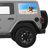 FUNNY STARFISH QUARTER WINDOW DECAL FITS 2018+ JEEP WRANGLER 4 DOOR HARD TOP JLU