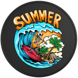 FUNNY SURFING SKELETON BLACK TIRE COVER