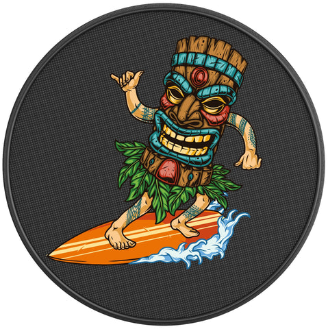 FUNNY SURFING TIKI BLACK CARBON FIBER TIRE COVER