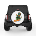 FUNNY SURFING TIKI WHITE TIRE COVER
