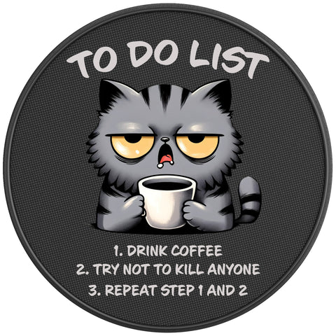 FUNNY TO DO LIST CAT PEARL  WHITE CARBON FIBER TIRE COVER
