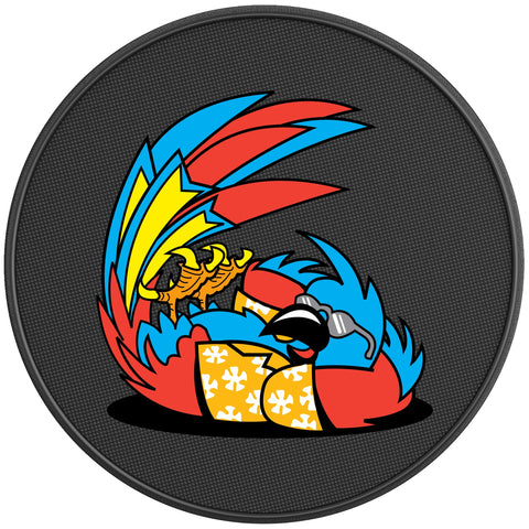 FUNNY TROPICAL PARROT BLACK CARBON FIBER TIRE COVER