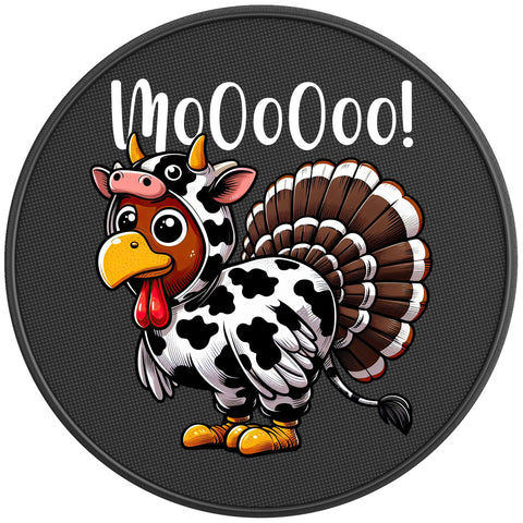 FUNNY TURKEY MOO BLACK CARBON FIBER TIRE COVER