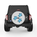 FAMILY OF BLUE SEA TURTLES SILVER CARBON FIBER TIRE COVER