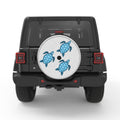FAMILY OF BLUE SEA TURTLES SILVER CARBON FIBER TIRE COVER