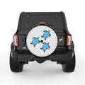 FAMILY OF BLUE SEA TURTLES PEARL  WHITE CARBON FIBER TIRE COVER