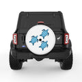 FAMILY OF BLUE SEA TURTLES WHITE TIRE COVER