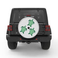 FAMILY OF GREEN SEA TURTLES SILVER CARBON FIBER TIRE COVER