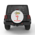 FLAMINGO CHRISTMAS PALM BLACK TIRE COVER