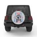 FLOWERY HAPPY 4TH JULY WHITE TIRE COVER