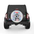 FLOWERY HAPPY 4TH JULY SILVER CARBON FIBER TIRE COVER