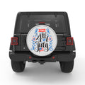 FLOWERY HAPPY 4TH JULY BLACK TIRE COVER