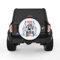 FLOWERY HAPPY 4TH JULY WHITE TIRE COVER