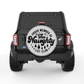 FUNNY NAUGHTY LIST SILVER CARBON FIBER TIRE COVER