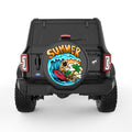 FUNNY SURFING SKELETON BLACK CARBON FIBER TIRE COVER