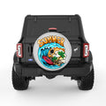FUNNY SURFING SKELETON SILVER CARBON FIBER TIRE COVER