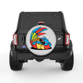 FUNNY TROPICAL PARROT SILVER CARBON FIBER TIRE COVER