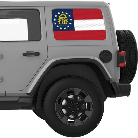 GEORGIA STATE FLAG QUARTER WINDOW DECAL FITS 2018+ JEEP WRANGLER 4 DOOR HARD TOP JLU