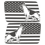 GERMAN SHEPHERD US FLAG QUARTER WINDOW DRIVER & PASSENGER DECALS