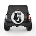 GET OFF MY TAIL CAT PEARL  WHITE CARBON FIBER TIRE COVER