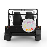 GIRLS JUST WANNA HAVE SUN WHITE CARBON FIBER TIRE COVER FOR MOKE