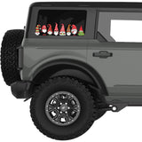 GNOMES MERRY CHRISTMAS QUARTER WINDOW DECAL FITS 2021+ FORD BRONCO 4 DOOR HARD TOP