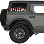 GNOMES MERRY CHRISTMAS QUARTER WINDOW DECAL FITS 2021+ FORD BRONCO 4 DOOR HARD TOP