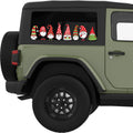 GNOMES MERRY CHRISTMAS QUARTER WINDOW DECAL FITS 2011-2018 JEEP WRANGLER 2 DOOR HARD TOP JK