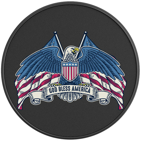 GOD BLESS AMERICA BALD EAGLE PEARL  WHITE CARBON FIBER TIRE COVER