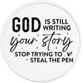 GOD IS STILL WRITING YOUR STORY PEARL  WHITE CARBON FIBER TIRE COVER
